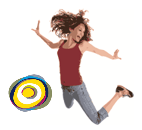 Springendes Mädchen m Logo