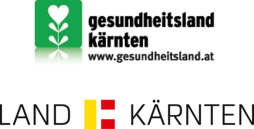 Logo Gesundheitsland Kärnten und Logo Land Kärnten